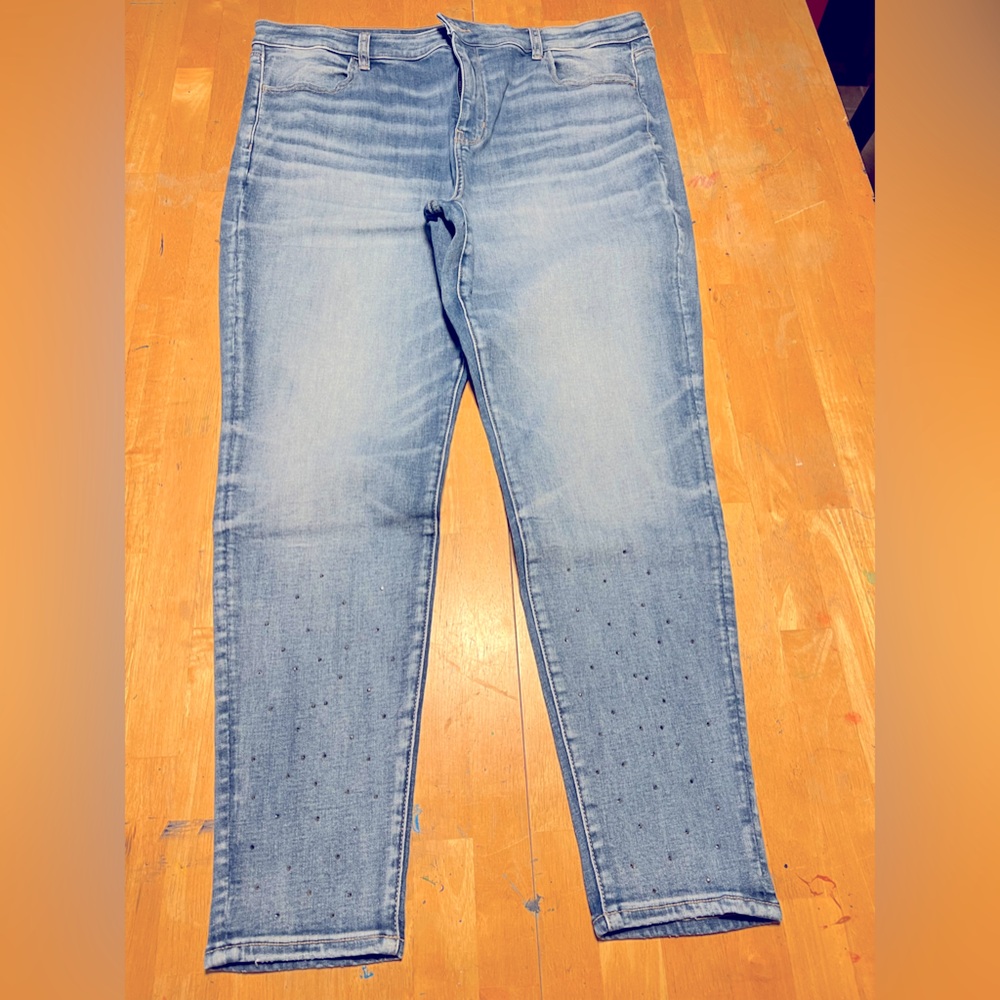 American Eagle Rhinestone Stretch high rise jegging